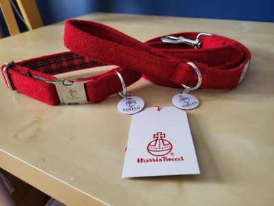 Red tweed dog sales collar